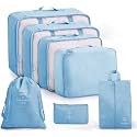 Lyrovo [UPDATED] 7pcs Travel Packing Cubes for clothes Laundry Toiletry Cosmetics Luggage Makeup Pouch Accessories Organizer Bag (Blue)