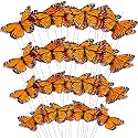 Lyrow 72 Pcs Monarch Butterfly Decorations Artificial Butterfly Picks