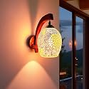 Lyse Decor Wall Hanging Light for Home Decoration, Wall Lights for Living Room Modern, Bedroom Lamp (Handcrafted Glass, Sheesham Wood, Multi-Color, 11 Inch)