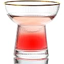 Lysenn Stemless Margarita Glasses Set of 2, Gold Rim Cocktail Glasses, 10oz