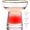 Lysenn Stemless Margarita Glasses Set of 4, Gold Rim Cocktail Glasses, 10oz