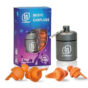 lysian high fidelity concert ear plugs for music reusable-2 pairs pack musicians earplugs for noise cancelling concert festivals drummers djs raves games -23db