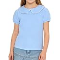 LYSMuch Girl Short Sleeve Peter Pan Collar Shirt Kid School Polo Shirt