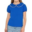LYSMuch Girl Short Sleeve Peter Pan Collar Shirt Kid School Polo Shirt