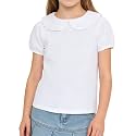 LYSMuch Girl Short Sleeve Peter Pan Collar Shirt Kid School Polo Shirt