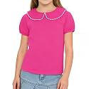 LYSMuch Girl Short Sleeve Peter Pan Collar Shirt Kid School Polo Shirt