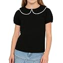 LYSMuch Girl Short Sleeve Peter Pan Collar Shirt Kid School Polo Shirt