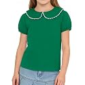 LYSMuch Girl Short Sleeve Peter Pan Collar Shirt Kid School Polo Shirt