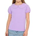 LYSMuch Girl Short Sleeve Peter Pan Collar Shirt Kid School Polo Shirt