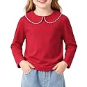 LYSMuch Toddler Girl Long Sleeve Peter Pan Collar Top