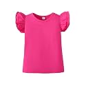 LYSMuch Toddler Girls Short Sleeve Ruffle Basic Blouse