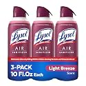 Lysol Air Sanitizer Spray, Air Freshener Alternative, Light Breeze 3-Pk
