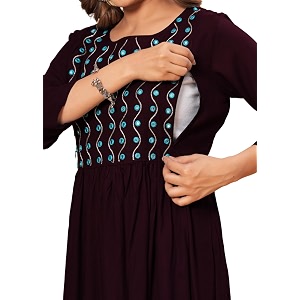 Lyssa Womens Solid Rayon Embroidery Maternity with