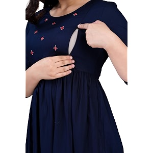 Lyssa Womens Solid Rayon Embroidery Maternity with
