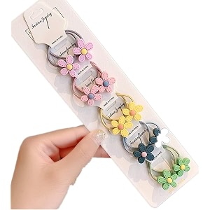 10pcs assorted color bow hair clip sets  elastic hair ties  tic tac hair clips  ponytail holders  alligator hair clips  simple holiday hair clips for baby girls