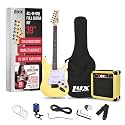 LyxPro 39 inch Electric Guitar Kit Bundle with 20w Amplifier, All Accessories, Digital Clip On Tuner, Six Strings, Two Picks, Tremolo Bar, Shoulder Strap, Case Bag Starter kit Full Size - Retro Yellow
