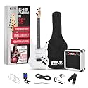 LyxPro 39 inch Electric Guitar Kit Bundle with 20w Amplifier, All Accessories, Digital Clip On Tuner, Six Strings, Two Picks, Tremolo Bar, Shoulder Strap, Case Bag Starter kit Full Size - White