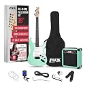 LyxPro 39 inch Electric Guitar Kit Bundle with 20w Amplifier, All Accessories, Digital Clip On Tuner, Six Strings, Two Picks, Tremolo Bar, Shoulder Strap, Case Bag Starter kit Full Size - Green