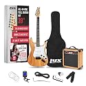 LyxPro Electric Guitar 39" inch Full Beginner Starter kit Full Size with 20w Amp, Package Includes All Accessories, Digital Tuner, Strings, Picks, Tremolo Bar, Shoulder Strap, and Case Bag - Natural