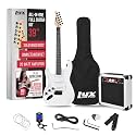 LyxPro Left Hand 39 Inch Electric Guitar and Starter Kit for Lefty Full Size Beginner’s Guitar, Amp, Six Strings, Two Picks, Shoulder Strap, Digital Clip On Tuner, Guitar Cable and Soft Case - White