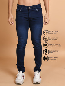 Lzard Slim Men Dark Blue Jeans