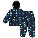 LZH Toddler Boys Girls Raincoat Waterproof Hooded Rain Jacket Pants Suit