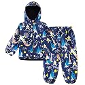 LZH Toddler Boys Girls Raincoat Waterproof Hooded Rain Jacket Pants Suit