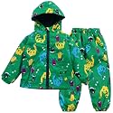 LZH Toddler Boys Girls Raincoat Waterproof Hooded Rain Jacket Pants Suit