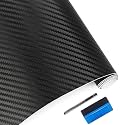 LZLRUN 3D Black Carbon Fiber Car Vinyl Wrap Self-Adhesive Film 1ft x 5ft