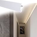 LZMZMQ Hallway Light Trough Aluminum for Indoor Decor, Cuttable Strip Profile for Wall and Ceiling with Milky Diffuser, Ceiling/Wall Led Channel Indirect Lighting(8.5M(27.9FT))