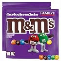 M&M'S Dark Chocolate Candy, Family Size Bulk Candy Chocolate, 18 oz Resealable Bulk Dark Bag (Pack of 2)