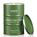 M&amp;SENSE Frosted Pine Scented Candles Natural Non Toxic, Aromatherapy Candle for Stress Relief Meditation Relaxing, Housewarming Gifts for Women Men, 11.3oz 70 Hour Long Burning