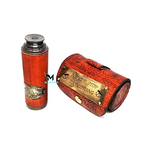 ma amp sons 953939 brass working customized telescope with beautiful leather case