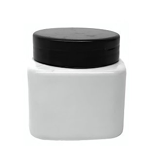 150 gm square plastic pet jar milky white jar_black cap 6 pcs