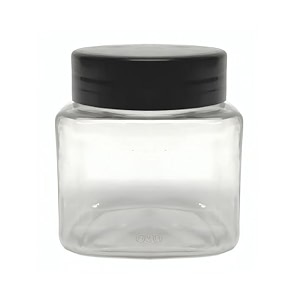 150 gm square plastic pet jar transparent jar_black cap 6 pcs