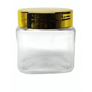150 gm square plastic pet jar transparent jar_golden cap 12 pcs