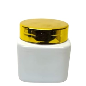 150 gm square plastic pet jar milky white jar_golden cap 6 pcs