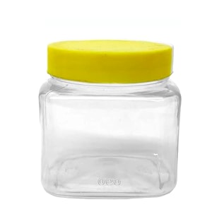150 gm square plastic pet jar transparent jar_plain yellow cap 24 pcs