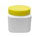 150 GM Square Plastic Pet jar (Milky White jar_Plain Yellow cap, 6 pcs)