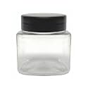 150 GM Square Plastic Pet jar (Transparent jar_Black cap, 24 pcs)