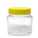 150 GM Square Plastic Pet jar (Transparent jar_Plain Yellow cap, 24 pcs)