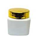 150 GM Square Plastic Pet jar (Milky White jar_Golden cap, 24 pcs)
