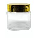150 GM Square Plastic Pet jar (Transparent jar_Golden cap, 24 pcs)