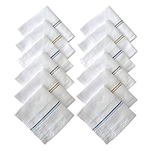 m cart 100 pure cotton collection handkerchiefs hanky for men xxl king size -white border pack of 12