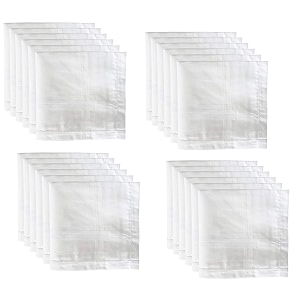 m cart 100 cotton premium collection handkerchiefs hanky for men white striped xxl king size perfect for gift handkerchief-plain white color-24 piece