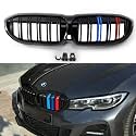 M-Color Glossy Black Kidney Grille Compatible with 2019-2022 BMW 3 Series G20 Double Line Grill Front Hood Insert