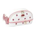 M.F.H Strawberry Print Makeup & Pencil Pouch for Girls | Cute Pink Travel Cosmetic Bag with Bow, Dual Zipper & Spacious Storage | Stylish Stationery Organizer (Pack of 1)