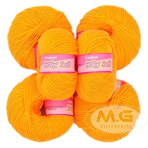 mg enterprise 100 acrylic wool yellow pack of 6 baby wool wool ball hand knitting woolart craft soft fingering crochet hook yarn needle knitting yarn thread dyed  k