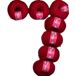 mg enterprise 100 acrylic wool red 14 pc baby wool 4 ply wool ball hand knitting woolart craft soft fingering crochet hook yarn-pb art-ea