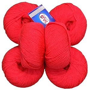 mg enterprise 100 acrylic wool candy red 8 pc baby wool 4 ply wool ball hand knitting woolart craft soft fingering crochet hook yarn-ua art-gj